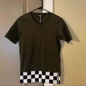 DSQUARED Olive green check T Shirt XS